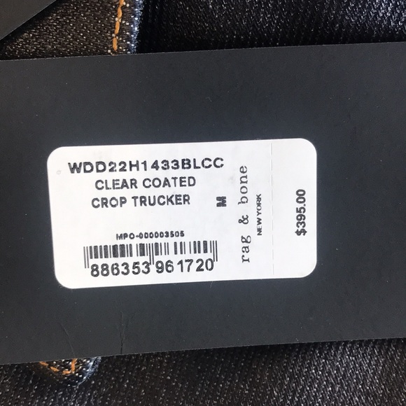 Rag and Bone Cropped Denim Trucker Jacket Clear Coated Made in USA - Picture 14 of 15